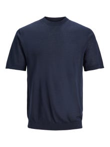 Jack & Jones Ensfarvet Crew neck Striktrøje med rund hals -Night Sky - 12234141