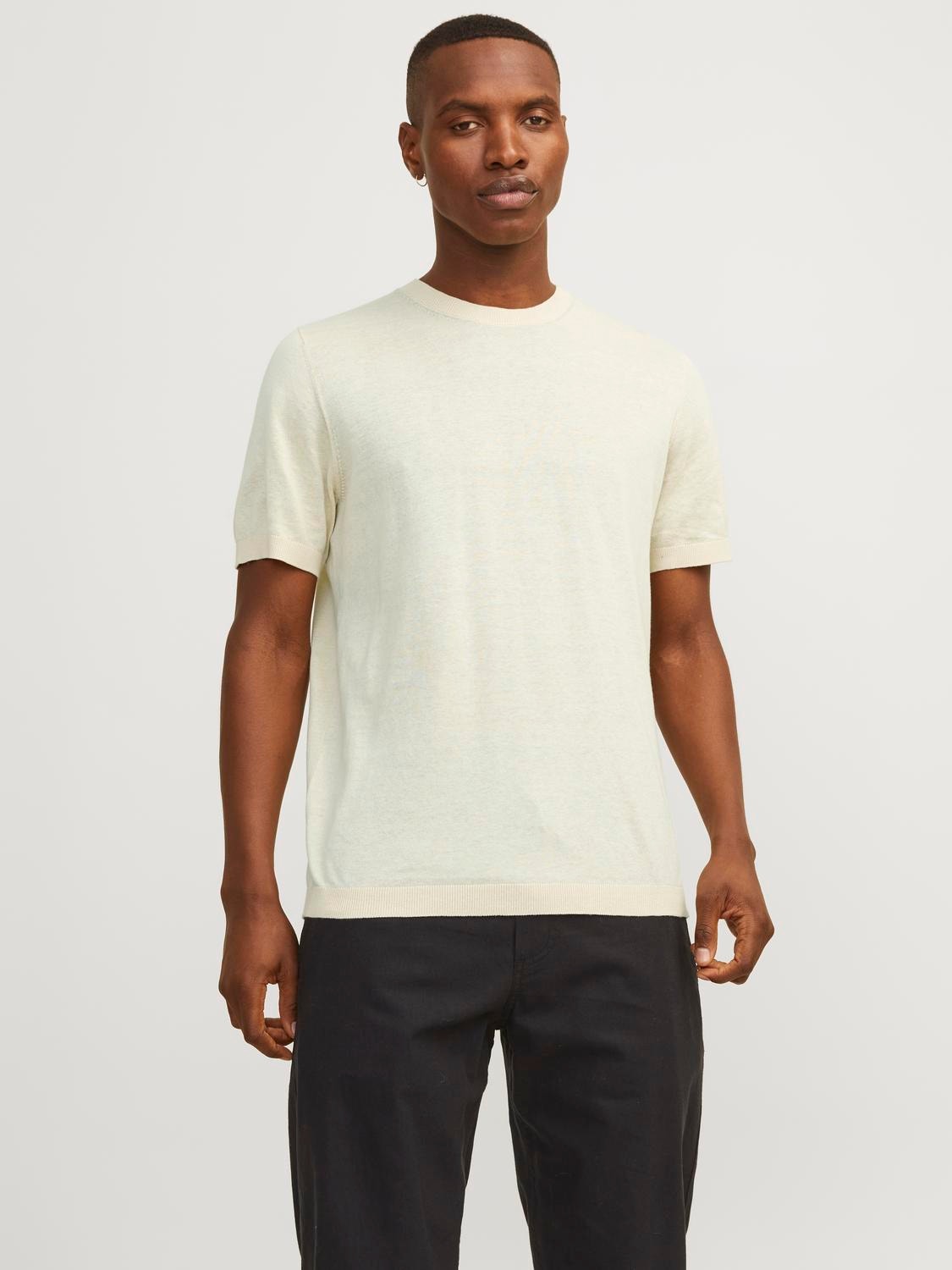 Jack & Jones Effen Ronde hals Gebreide trui met ronde hals -Summer Sand - 12234141