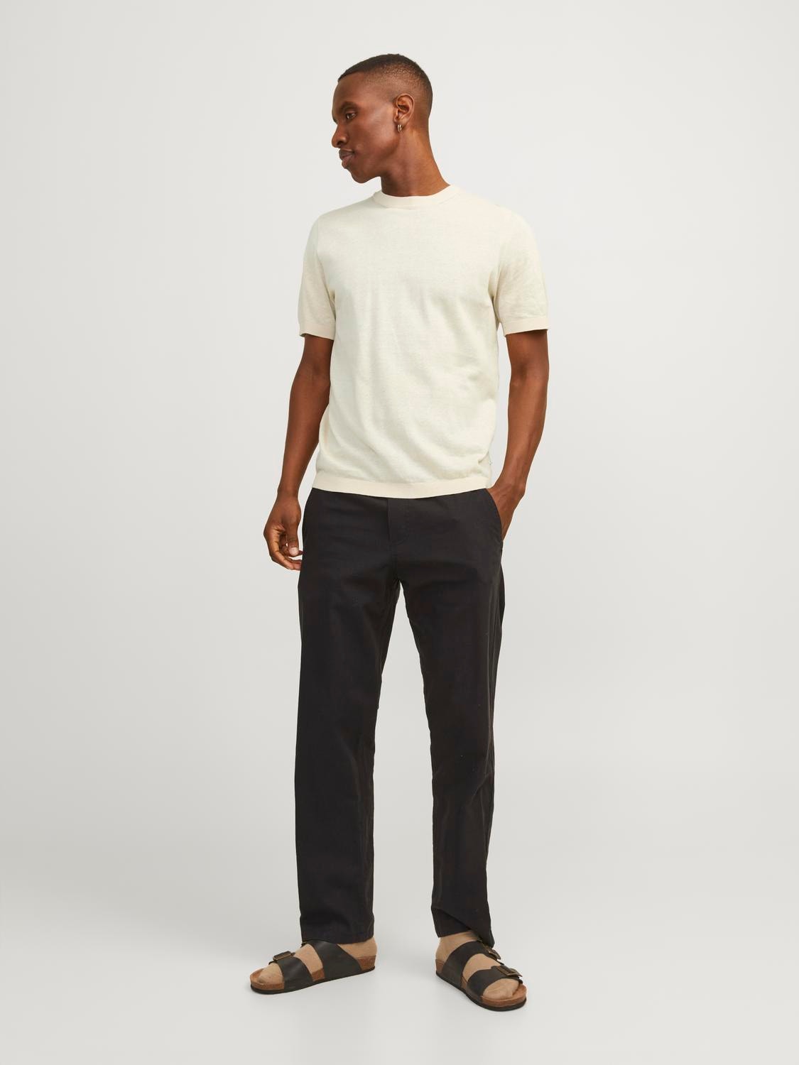 Jack & Jones Vanlig O-hals Strikkegenser med rund hals -Summer Sand - 12234141