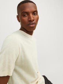 Jack & Jones Ensfarvet Crew neck Striktrøje med rund hals -Summer Sand - 12234141