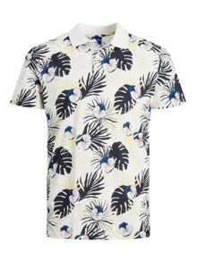 Jack & Jones All Over Print Hemdkragen T-shirt -Cloud Dancer - 12234223