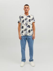 Jack & Jones All Over Print Hemdkragen T-shirt -Cloud Dancer - 12234223