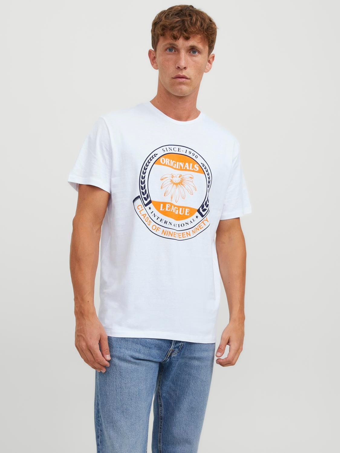 Jack & Jones Logo O-hals T-skjorte -White - 12234354