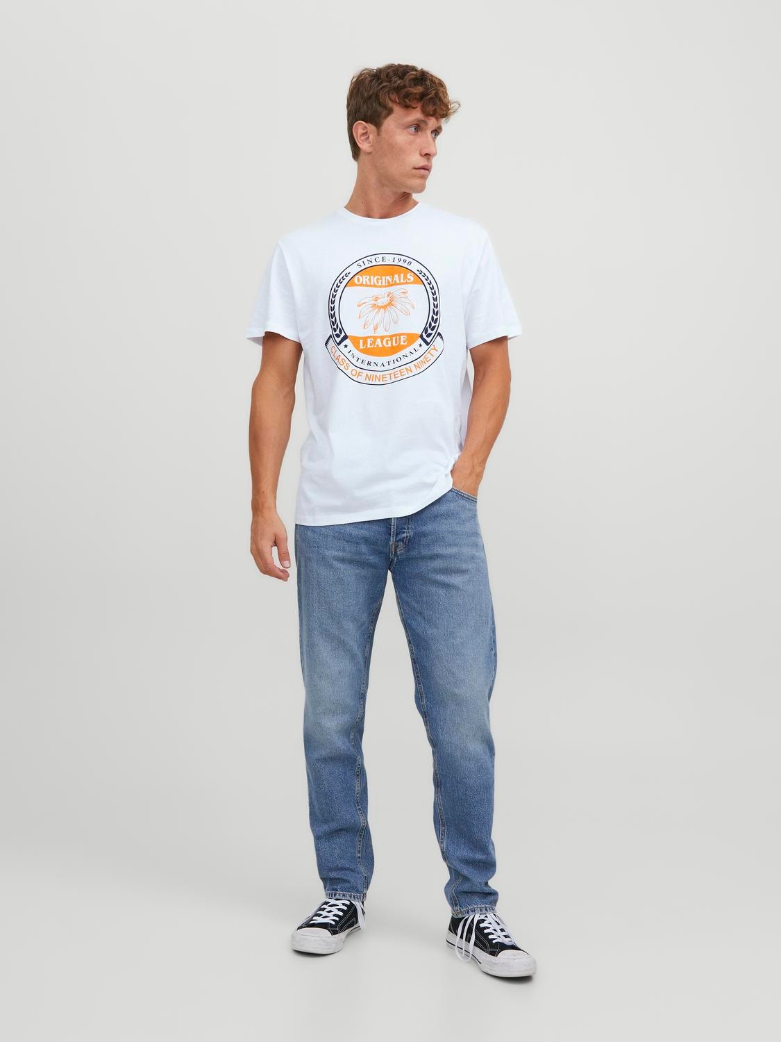 Jack & Jones Logo Rundhals T-shirt -White - 12234354