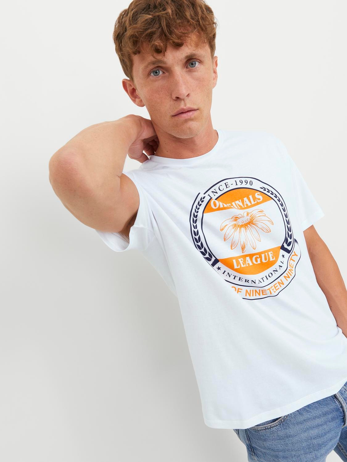 Jack & Jones Logo O-hals T-skjorte -White - 12234354
