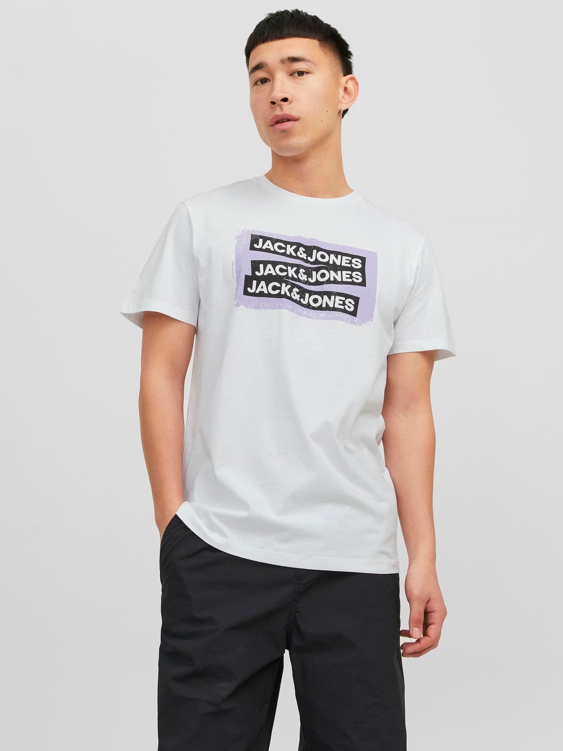 Jack & Jones Z logo Okrągły dekolt T-shirt -White - 12234359