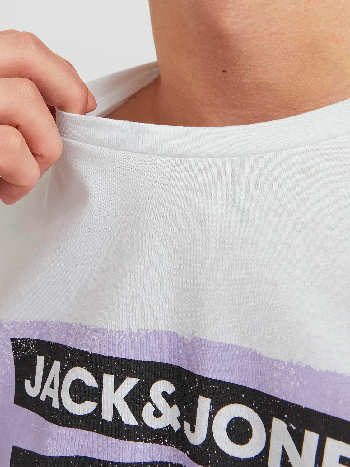 Jack & Jones Logo Kruhový výstřih Tričko -White - 12234359