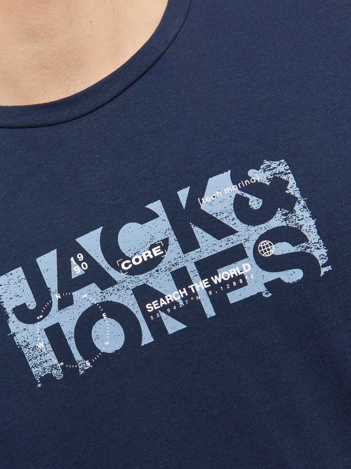Jack & Jones Logo Ümmargune kaelus T-särk -Navy Blazer - 12234359