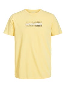 Jack & Jones Logo Crew neck T-shirt -Pale Banana - 12234360