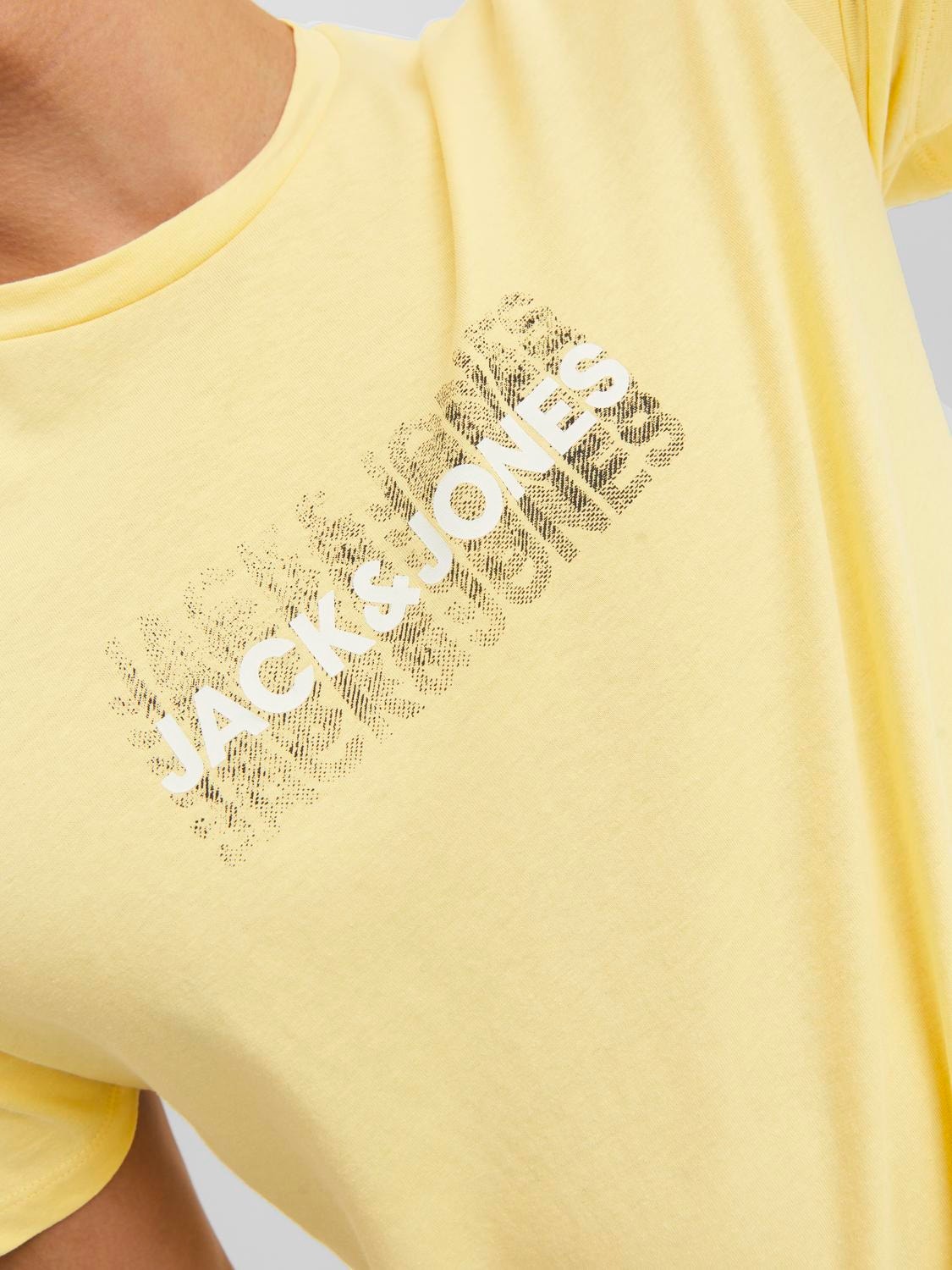 Jack & Jones Logo Crew neck T-shirt -Pale Banana - 12234360