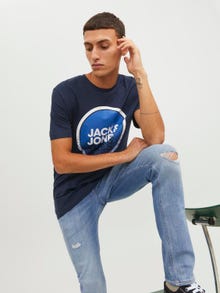 Jack & Jones Logo Rundhals T-shirt -Navy Blazer - 12234363