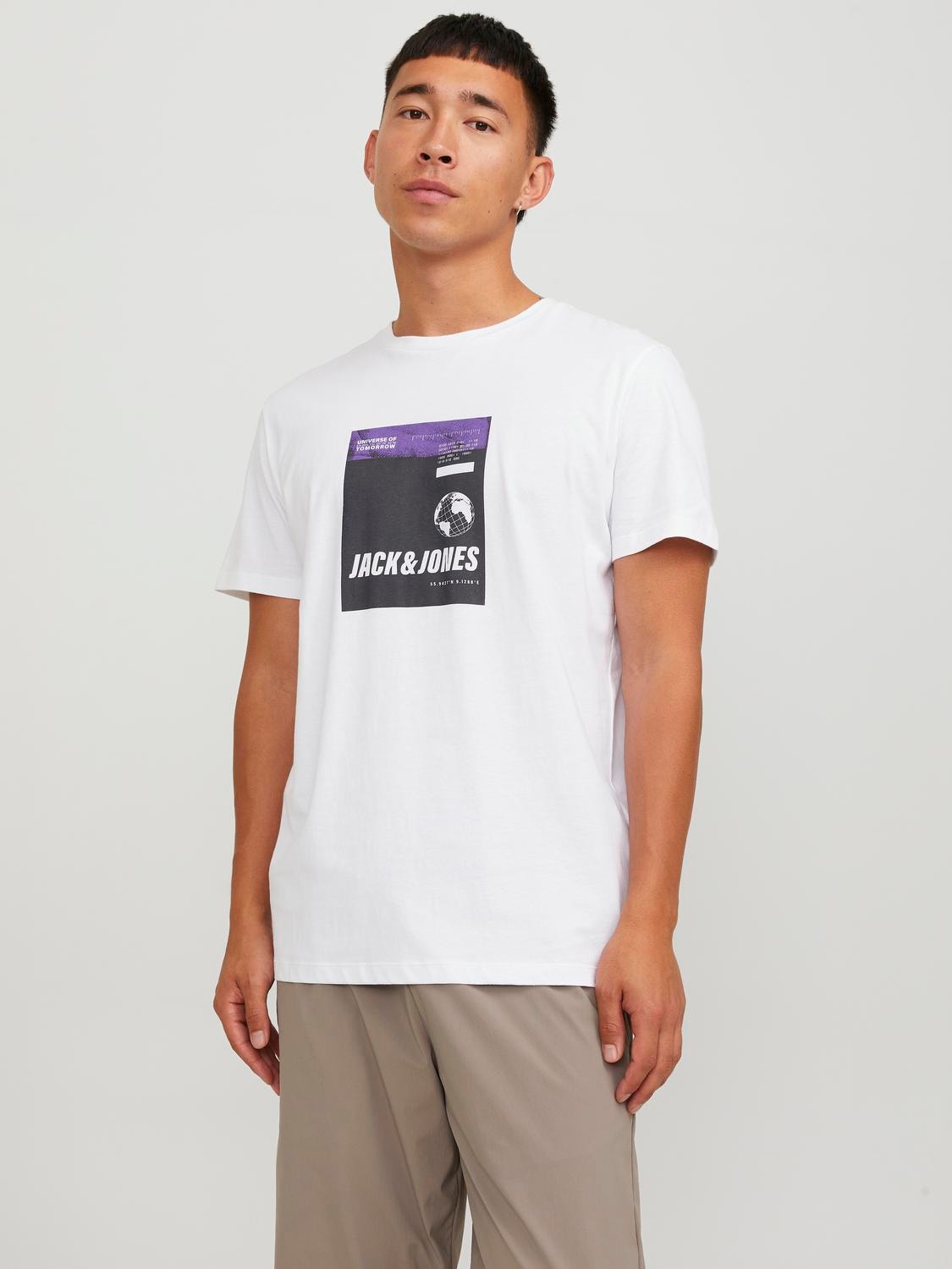 Jack & Jones T-shirt Logo Decote Redondo -White - 12234365