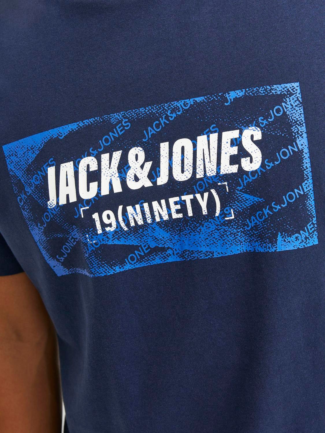 Jack & Jones Logo O-hals T-skjorte -Navy Blazer - 12234365