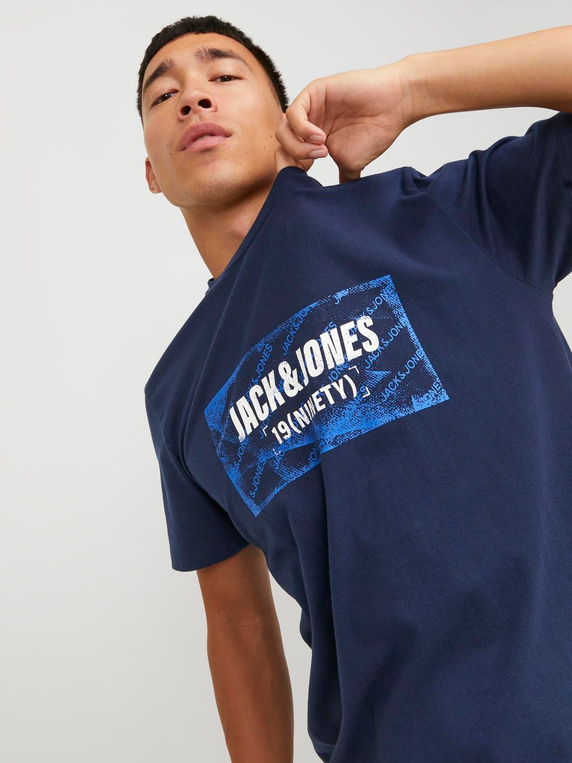 Jack & Jones Logo Ronde hals T-shirt -Navy Blazer - 12234365