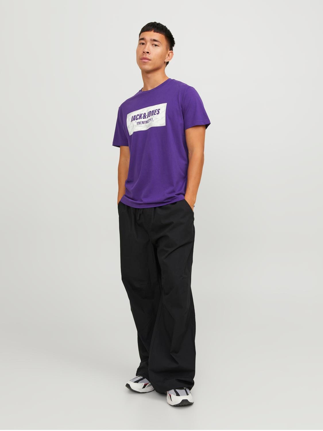 Jack & Jones Logo Ronde hals T-shirt -Violet Indigo - 12234365
