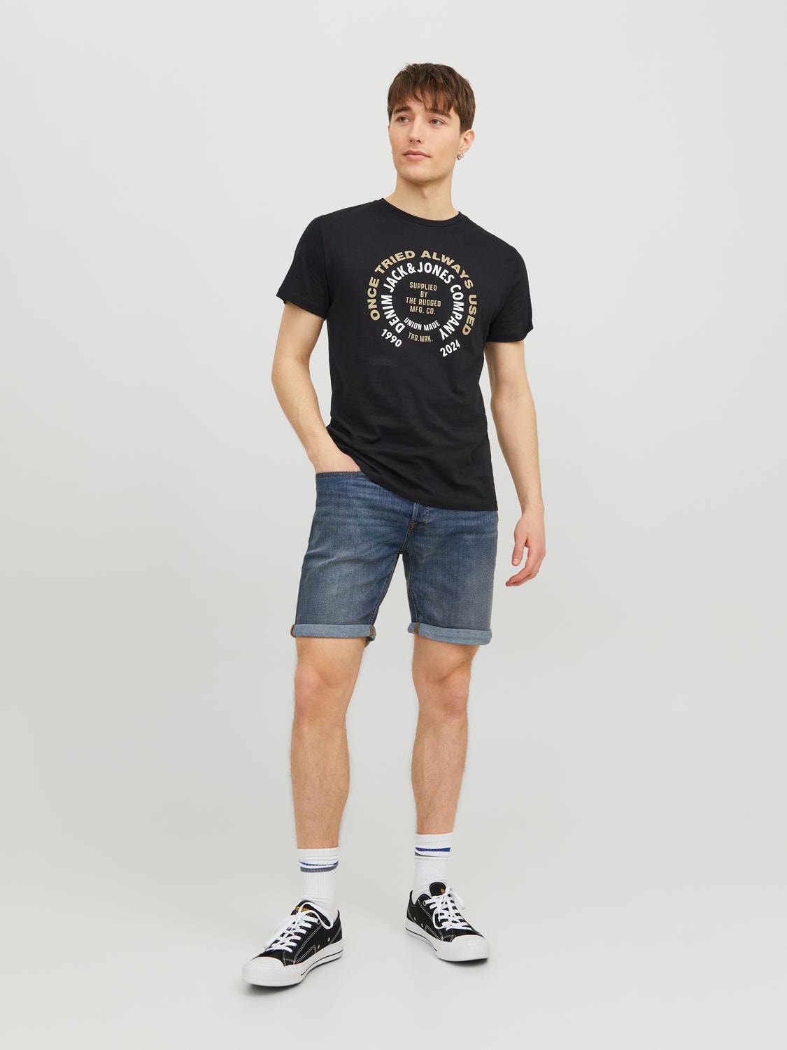 Jack & Jones Logó Környak Trikó -Black - 12234555