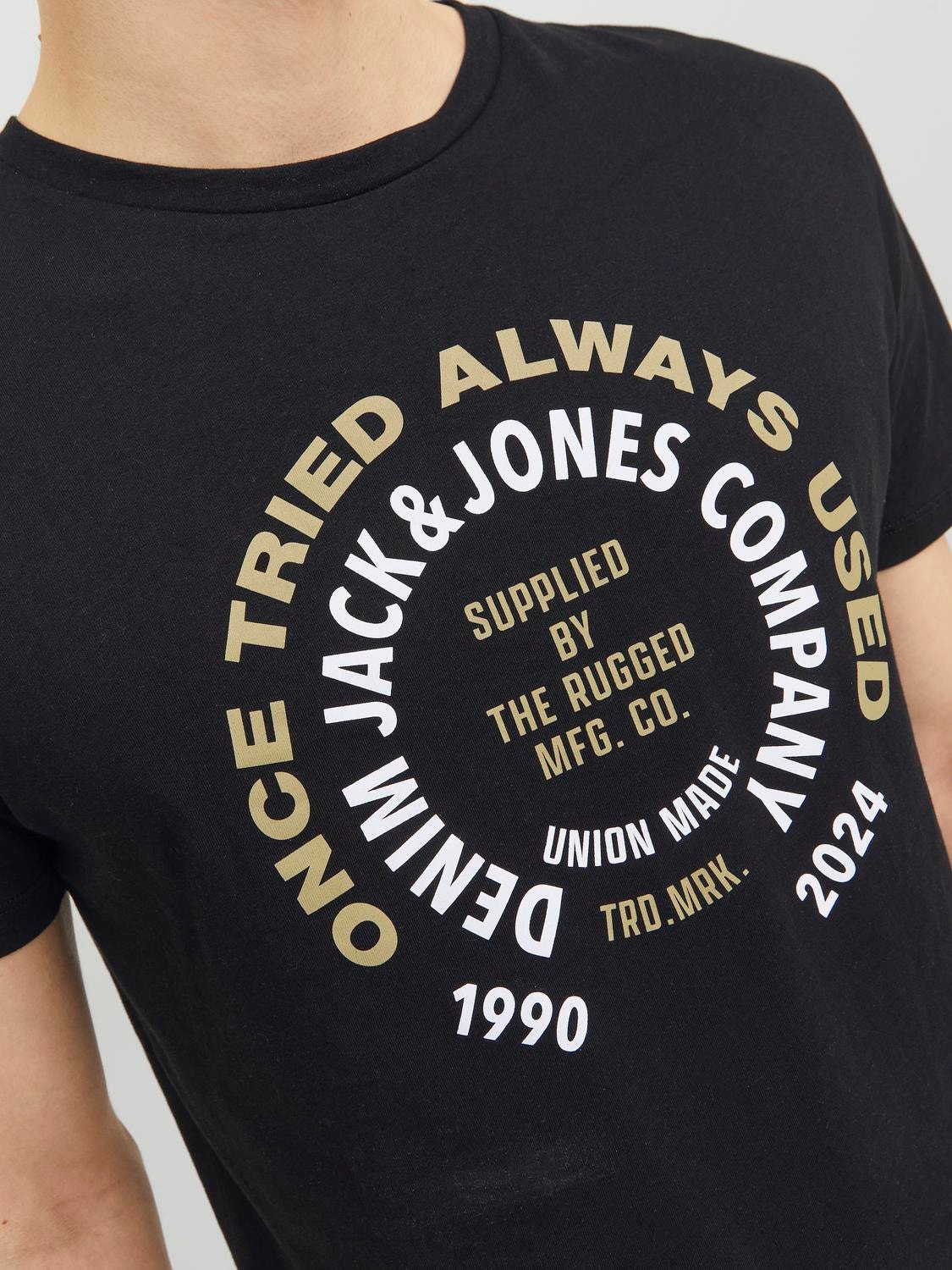 Jack & Jones Camiseta Logotipo Cuello redondo -Black - 12234555