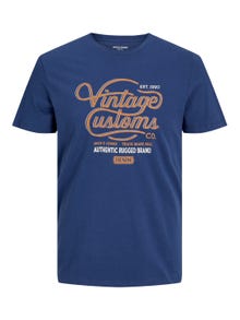 Jack & Jones Printed Crew neck T-shirt -Twilight Blue - 12234562