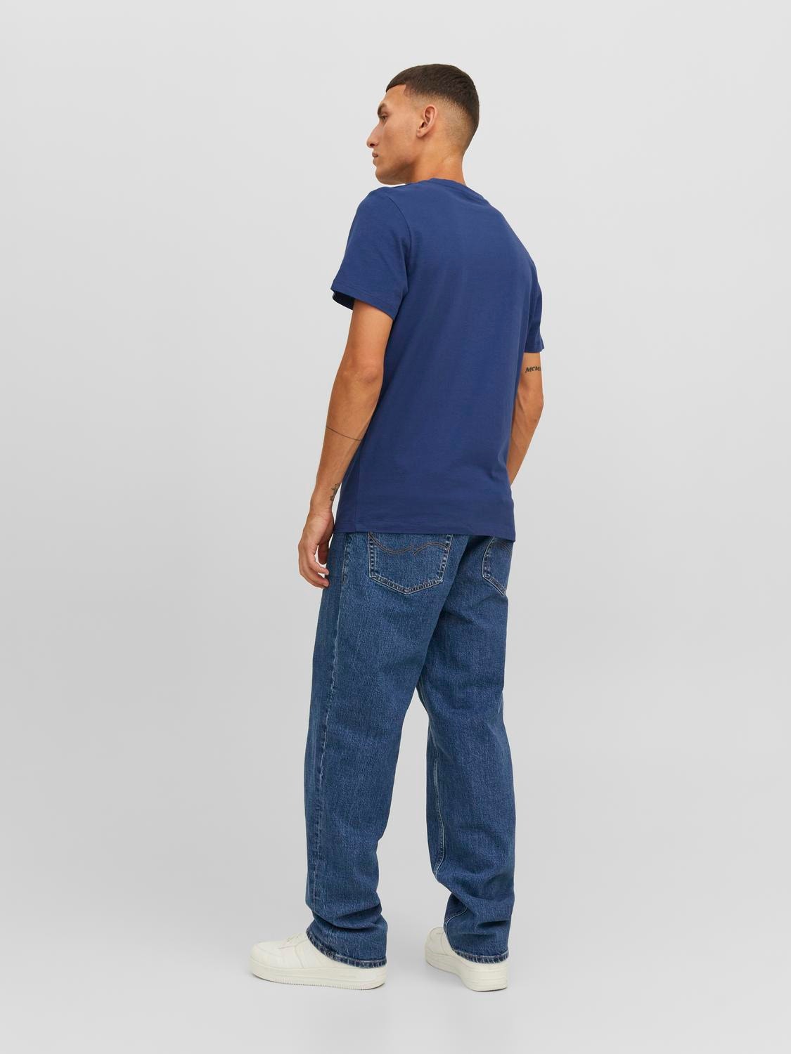 Jack & Jones Nyomott mintás Környak Trikó -Twilight Blue - 12234562