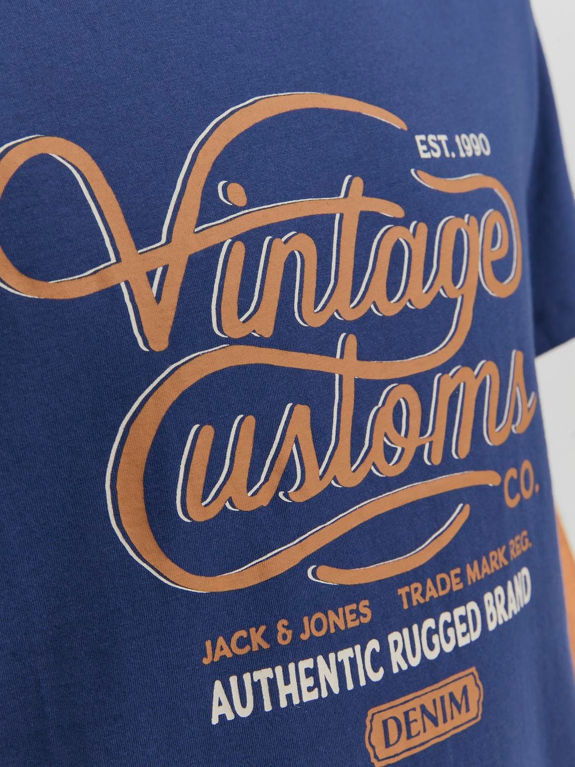 Jack & Jones Tryck Rundringning T-shirt -Twilight Blue - 12234562