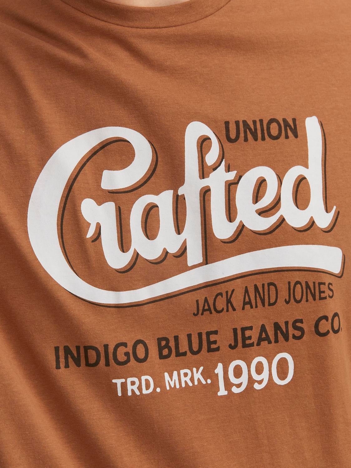 Jack & Jones Gedruckt Rundhals T-shirt -Amber Brown - 12234562