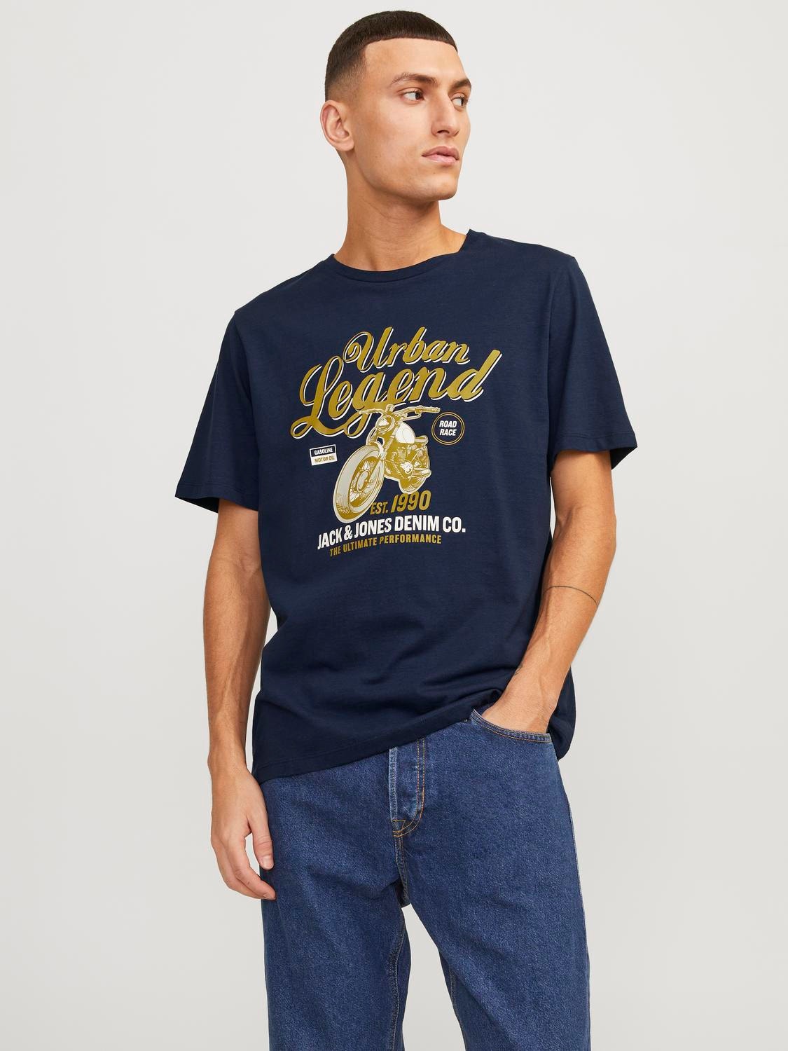 Jack & Jones Logo O-hals T-skjorte -Navy Blazer - 12234567