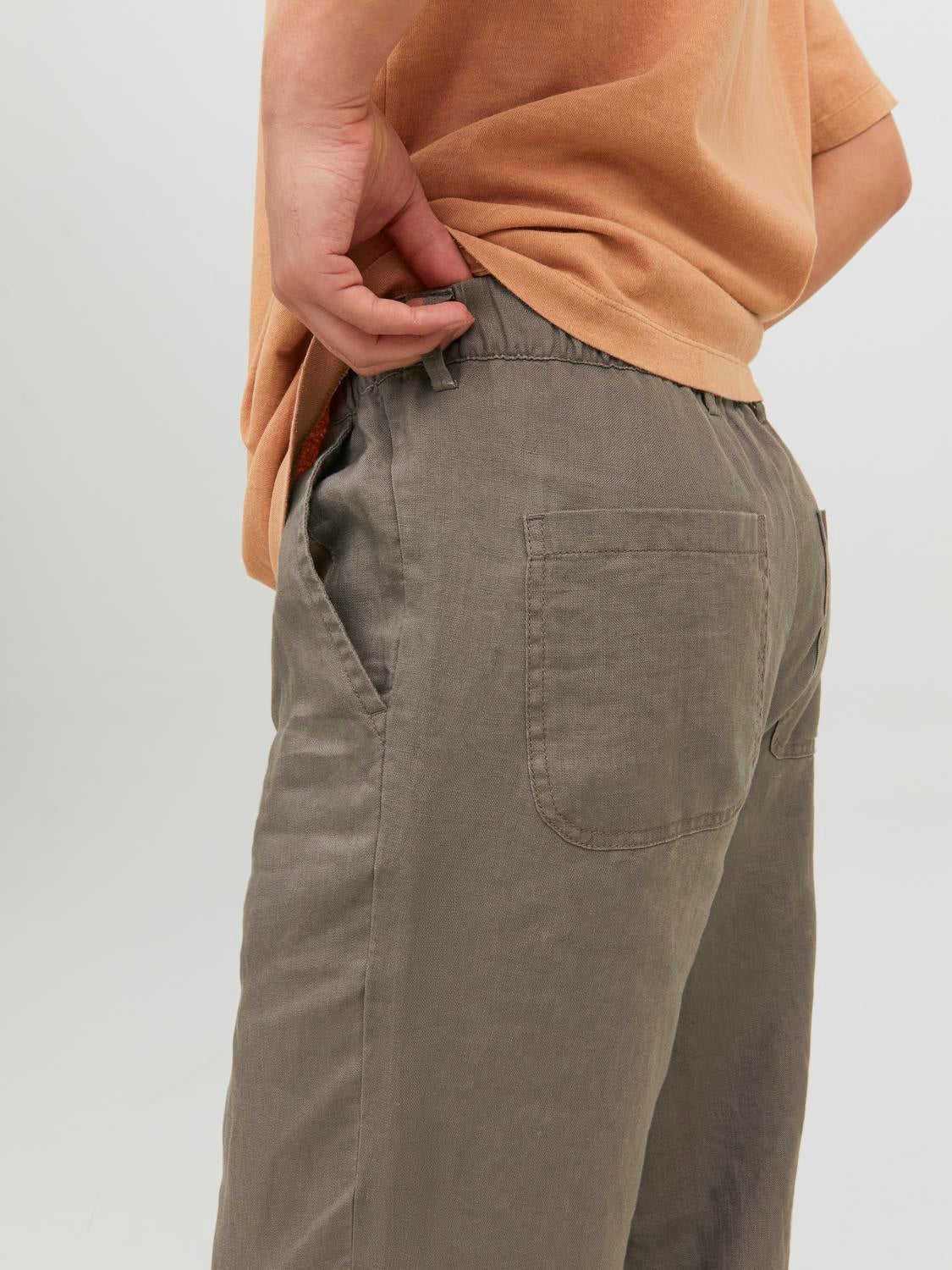 ANT Boyfriend Drawstring Waist Linen Trousers Dark Brown - Wholesale  Clothing Vendors