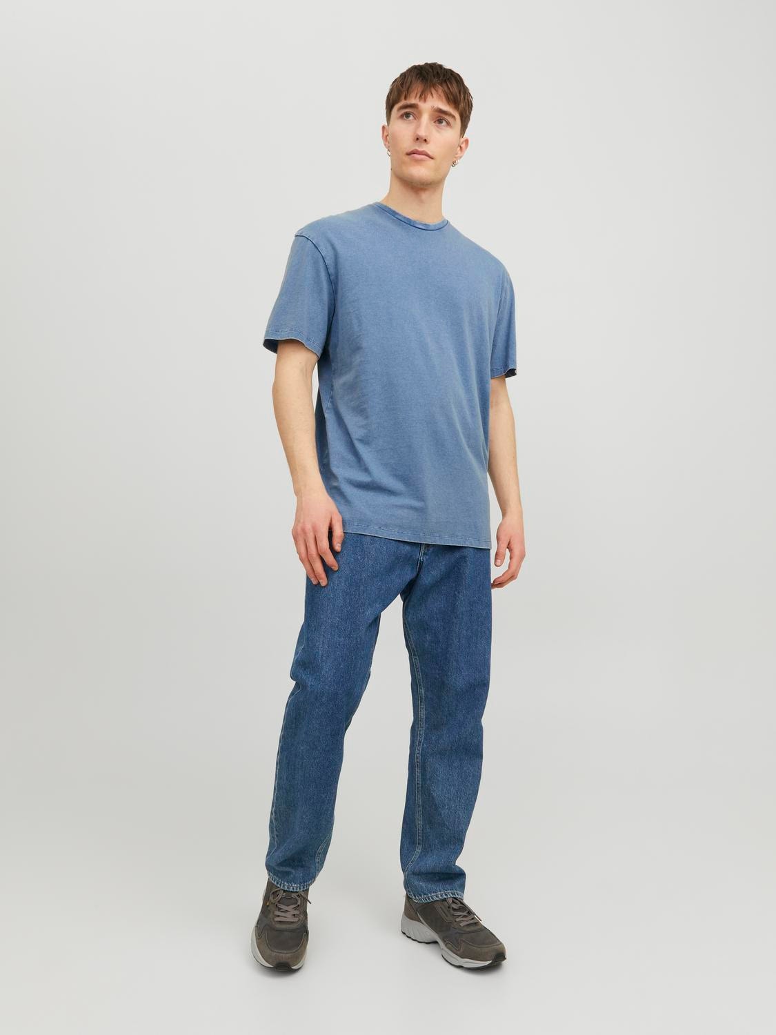 Jack & Jones Ühevärviline Ümmargune kaelus T-särk -Ensign Blue - 12234741