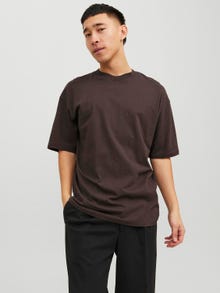 Jack & Jones Gładki Okrągły dekolt T-shirt -Seal Brown - 12234745