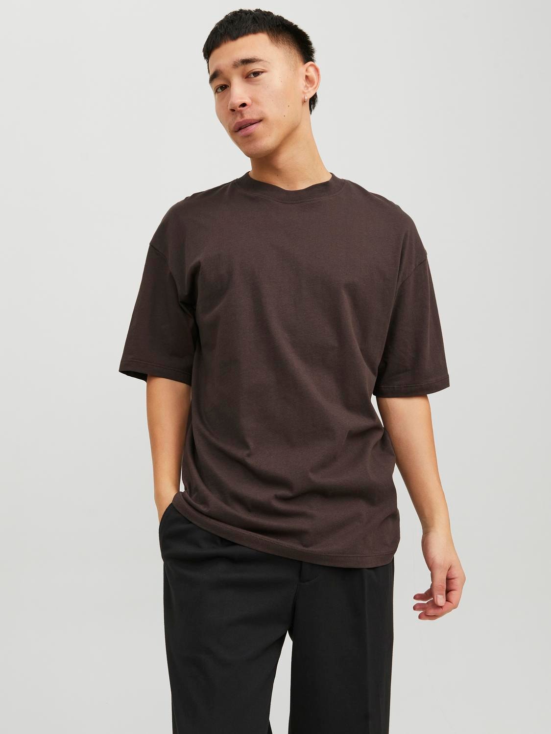 Jack & Jones Plain Crew neck T-shirt -Seal Brown - 12234745