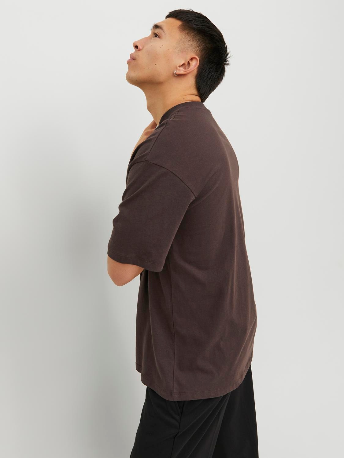 Jack & Jones Plain Crew neck T-shirt -Seal Brown - 12234745