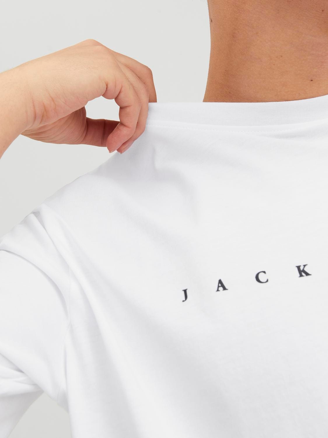 Jack & Jones Logo Ümmargune kaelus T-särk -White - 12234746