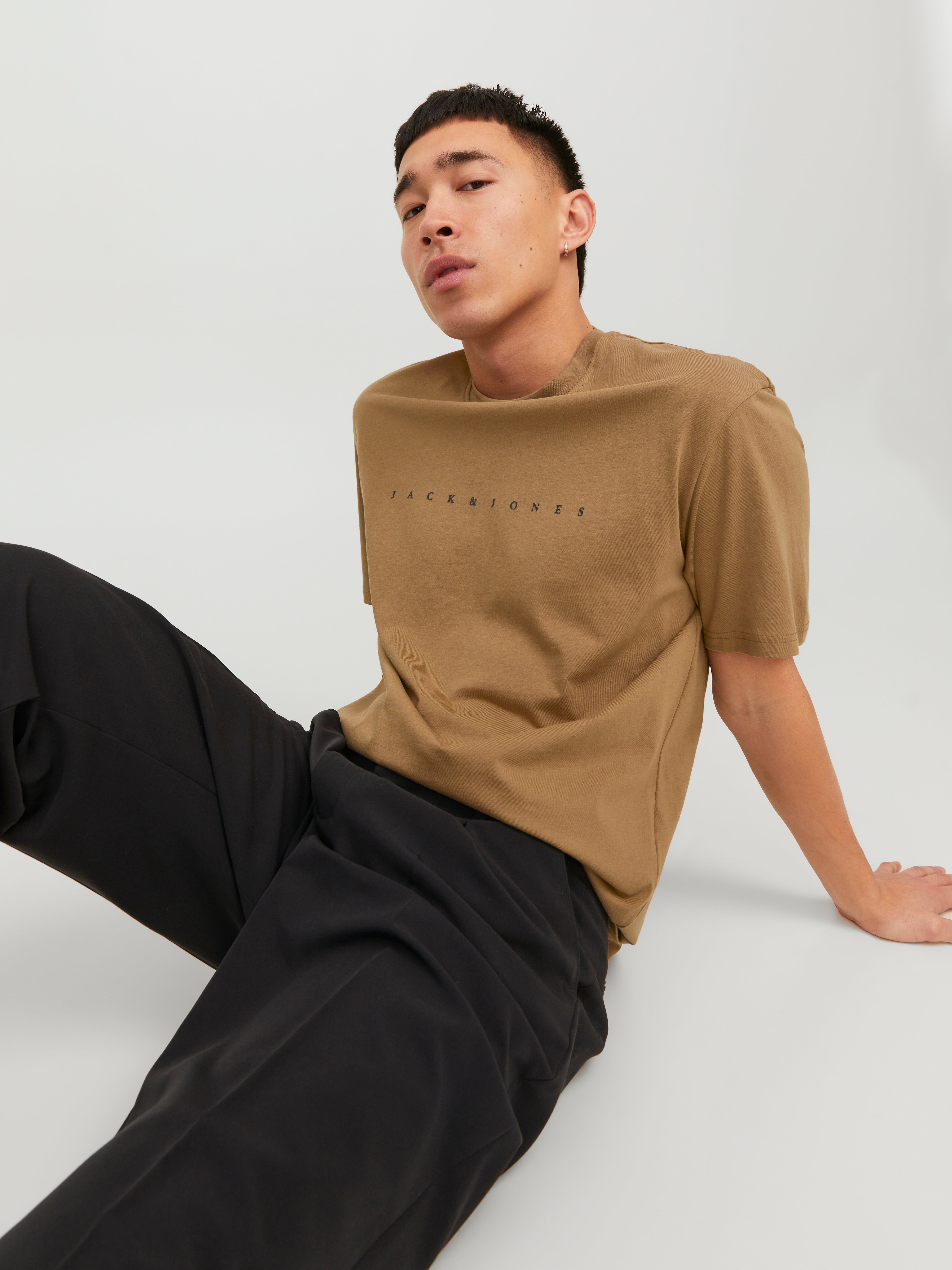 Logo Rundhals T-shirt | Beige | Jack & Jones®