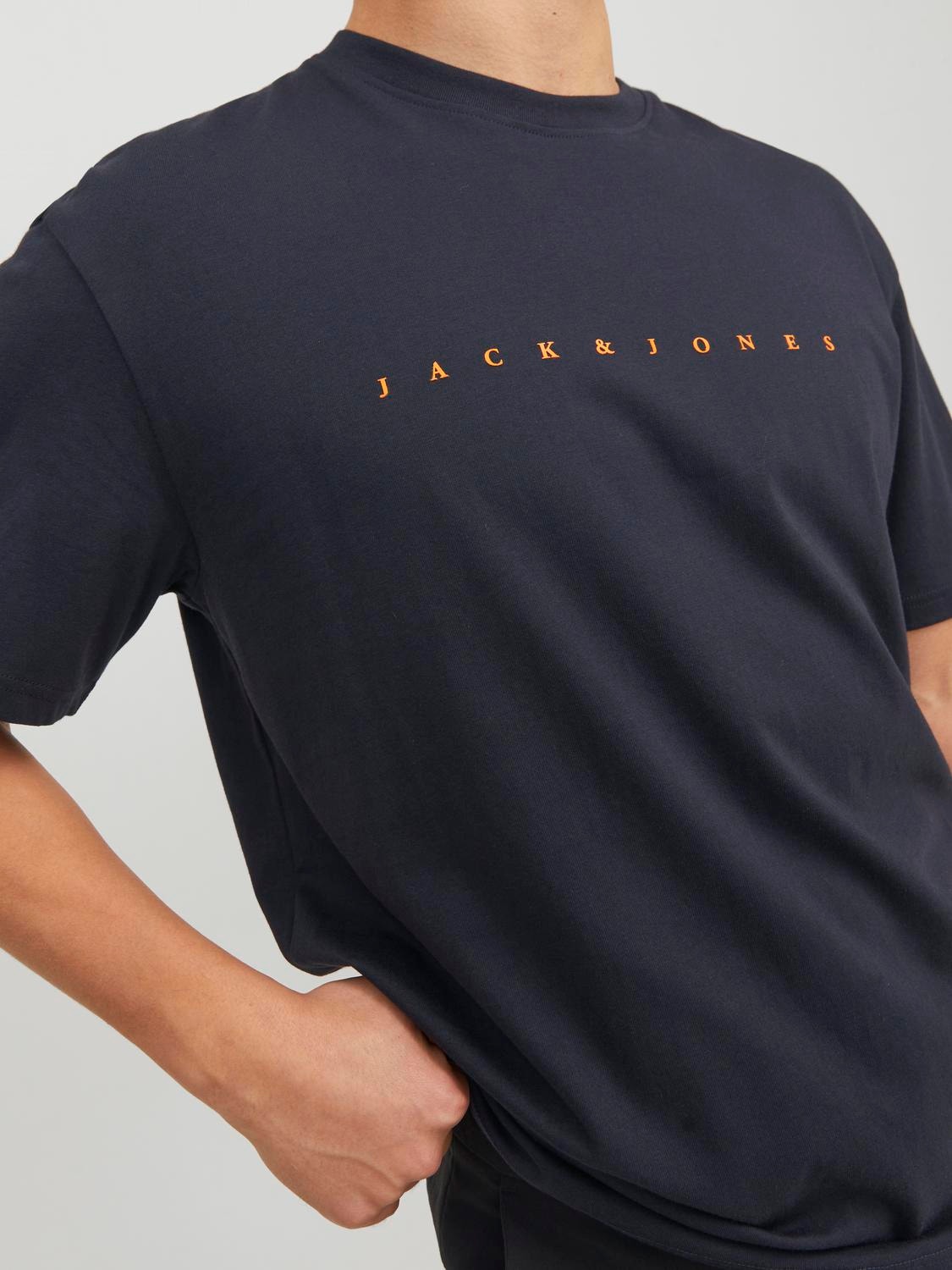 Jack & Jones Logo Ümmargune kaelus T-särk -Dark Navy - 12234746