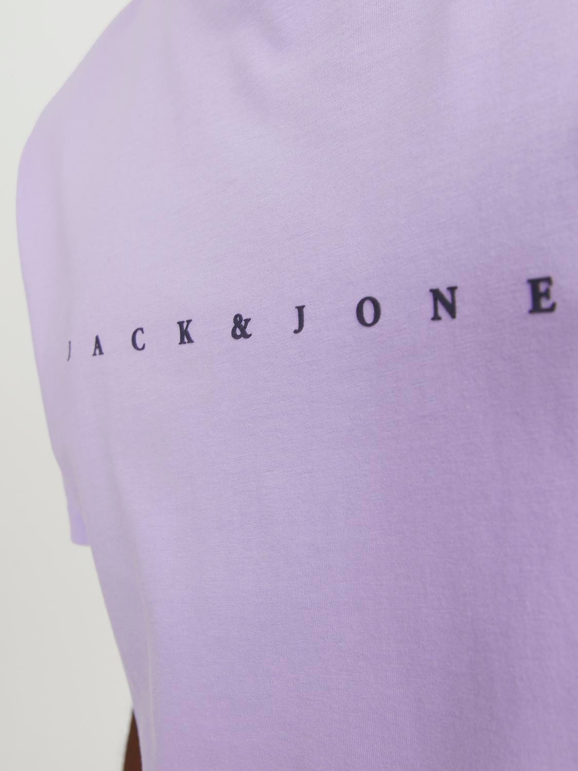Jack & Jones Logo Ümmargune kaelus T-särk -Purple Rose - 12234746