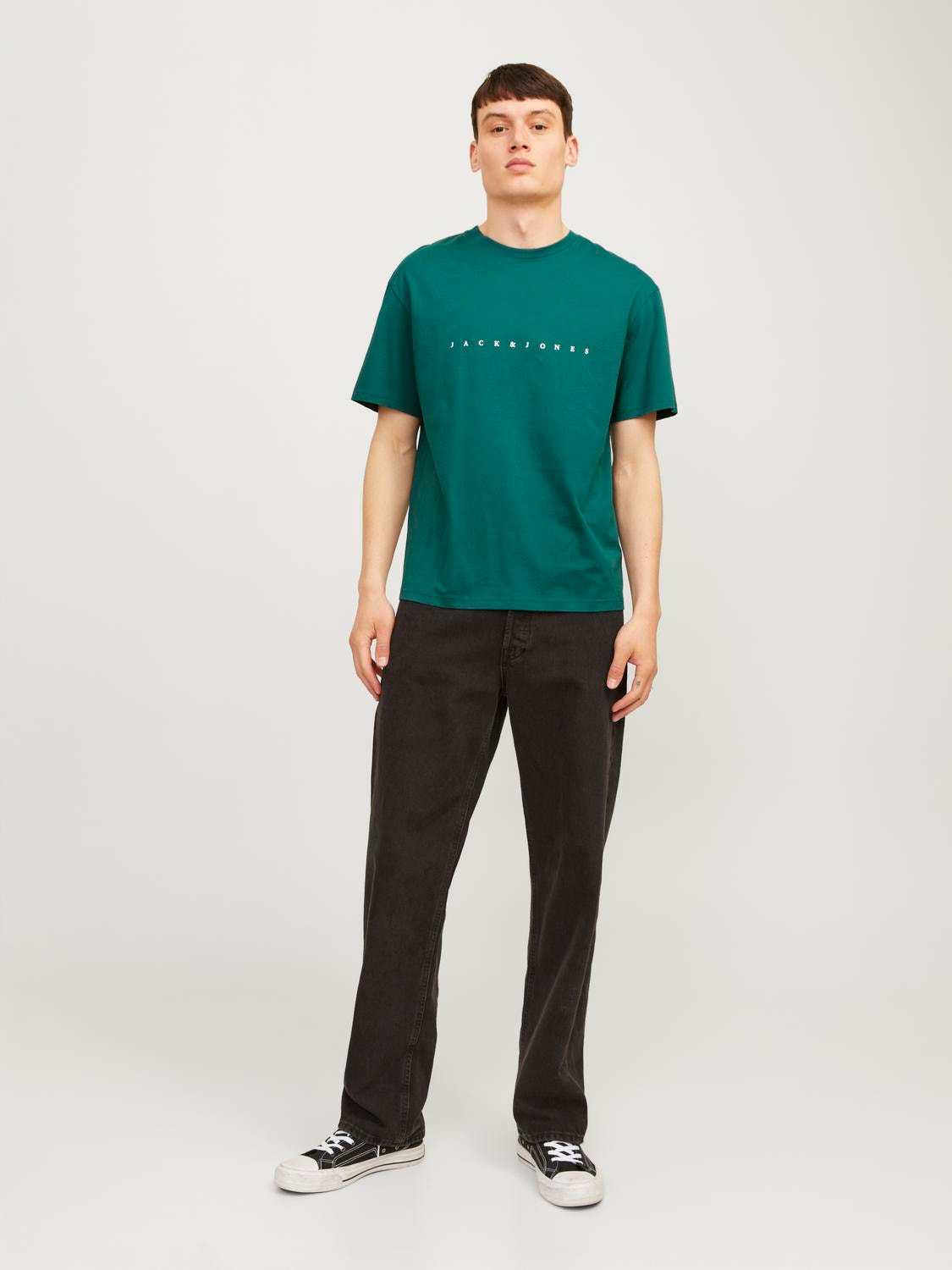 Jack & Jones Logo Kruhový výstřih Tričko -Deep Teal - 12234746