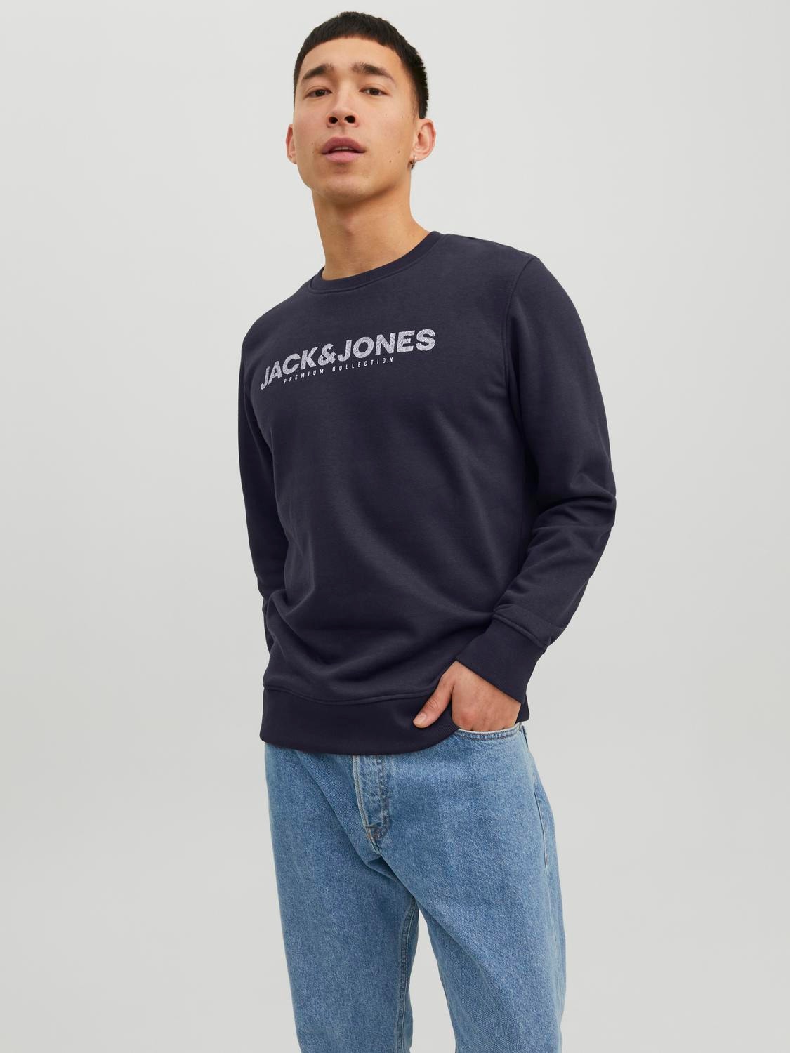 Jack & Jones Logo Crew neck Sweatshirt -Perfect Navy - 12234770