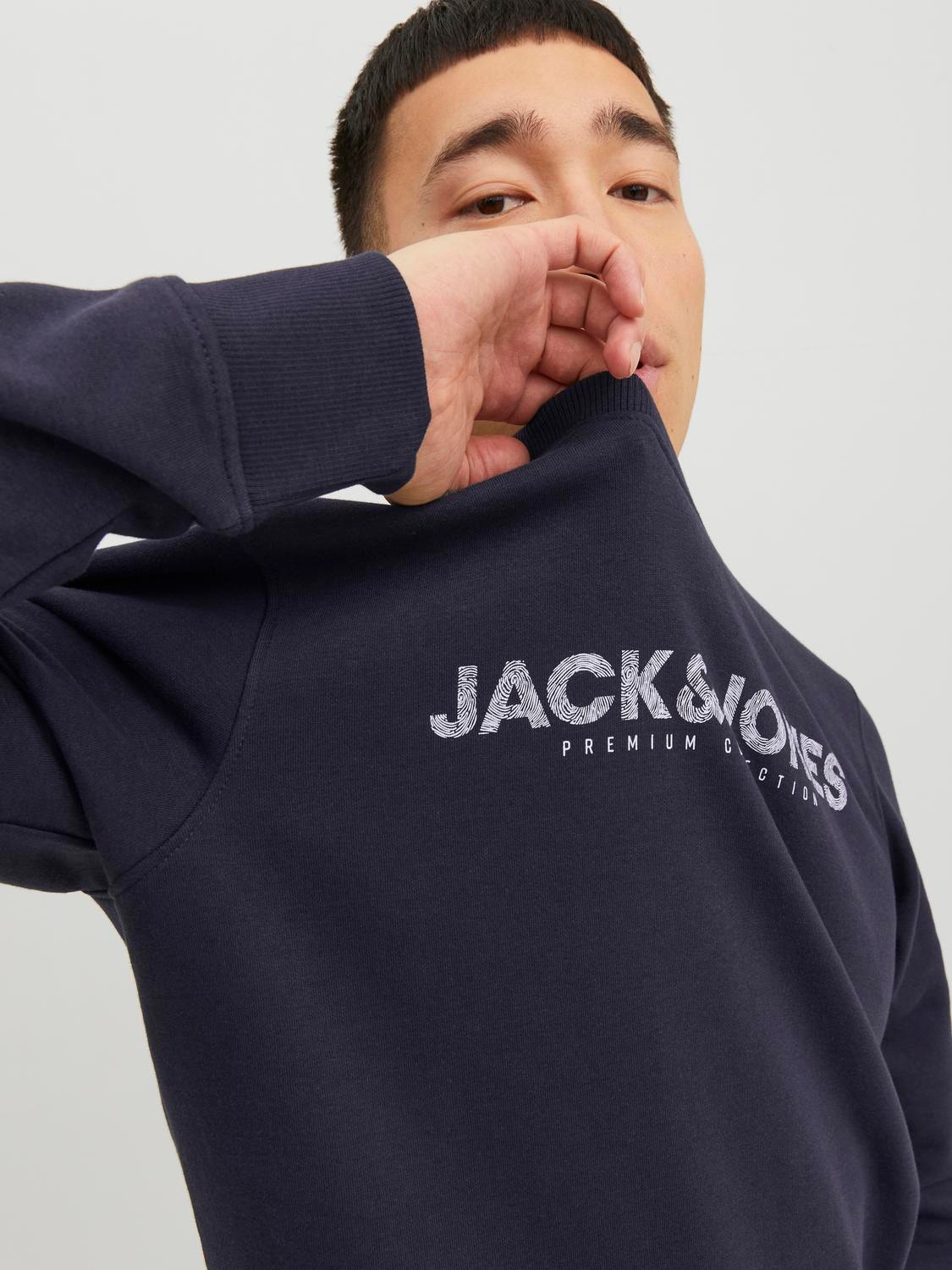Jack & Jones Logo Sweatshirt med rund hals -Perfect Navy - 12234770