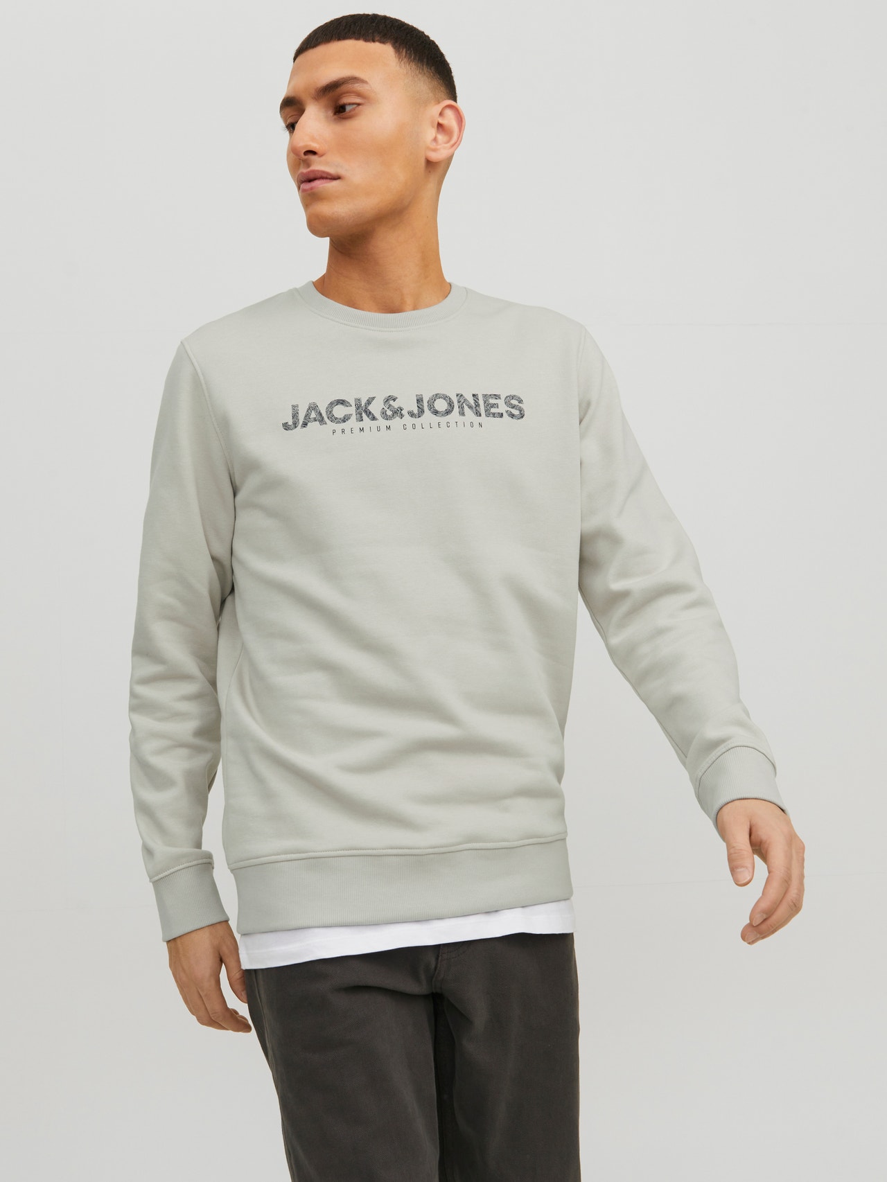 Jack & Jones Logo Crew neck Sweatshirt -Moonstruck - 12234770