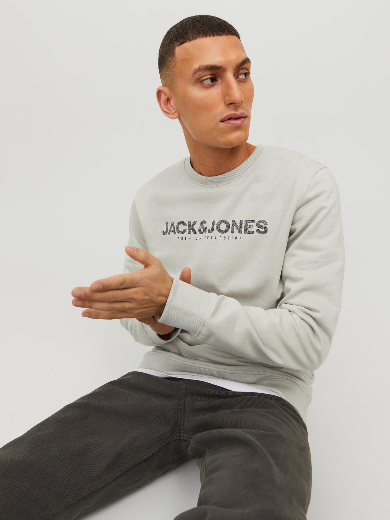 Jack & Jones Logo Sweatshirt med rund hals -Moonstruck - 12234770