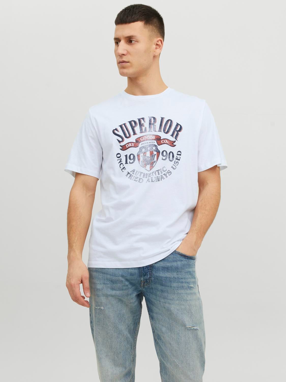 T-shirt Imprimé Col Rond - Jack & Jones - Modalova