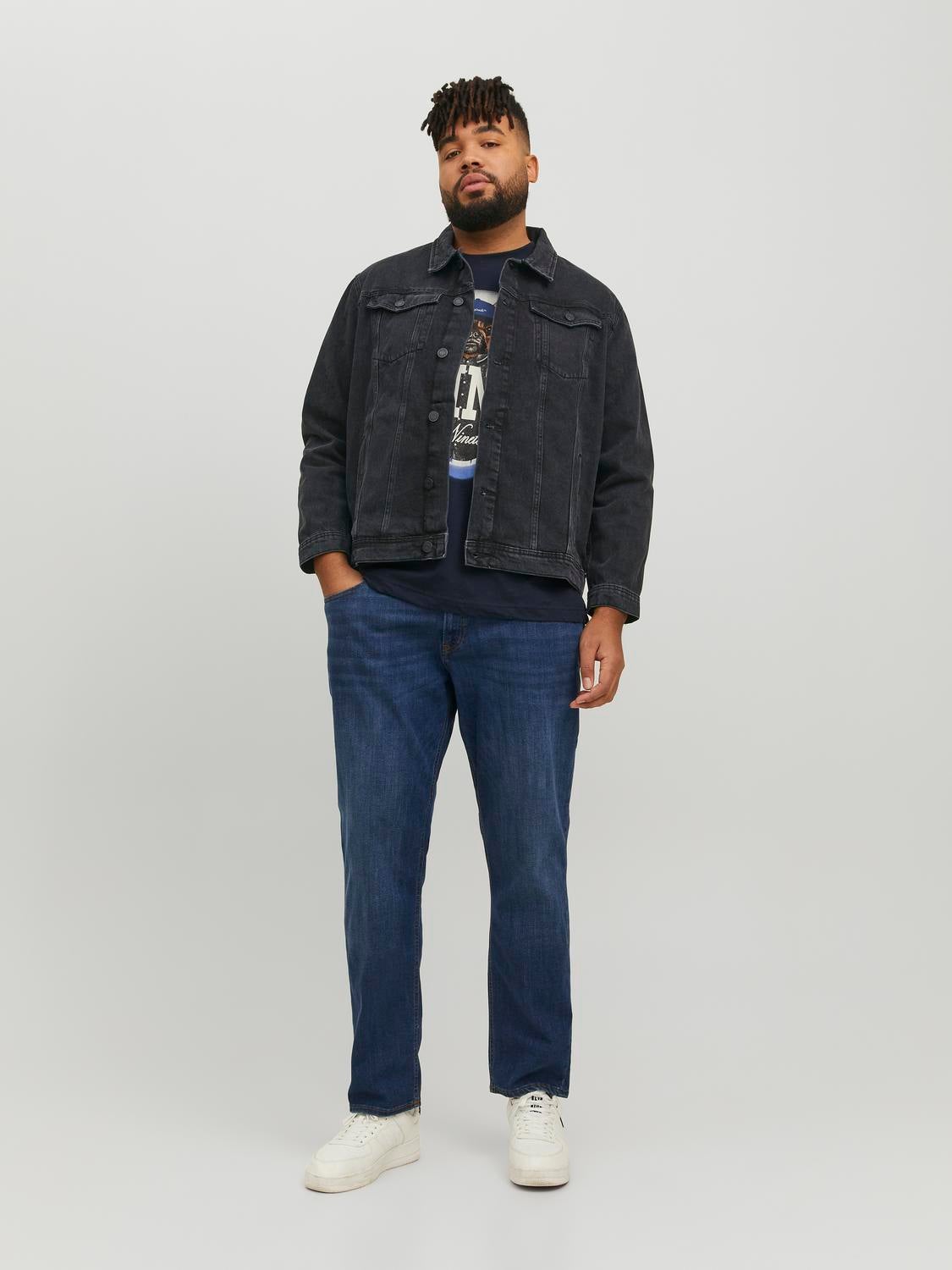 Men's Tall Oversized Denim Jacket With Palm Print | Boohoo UK