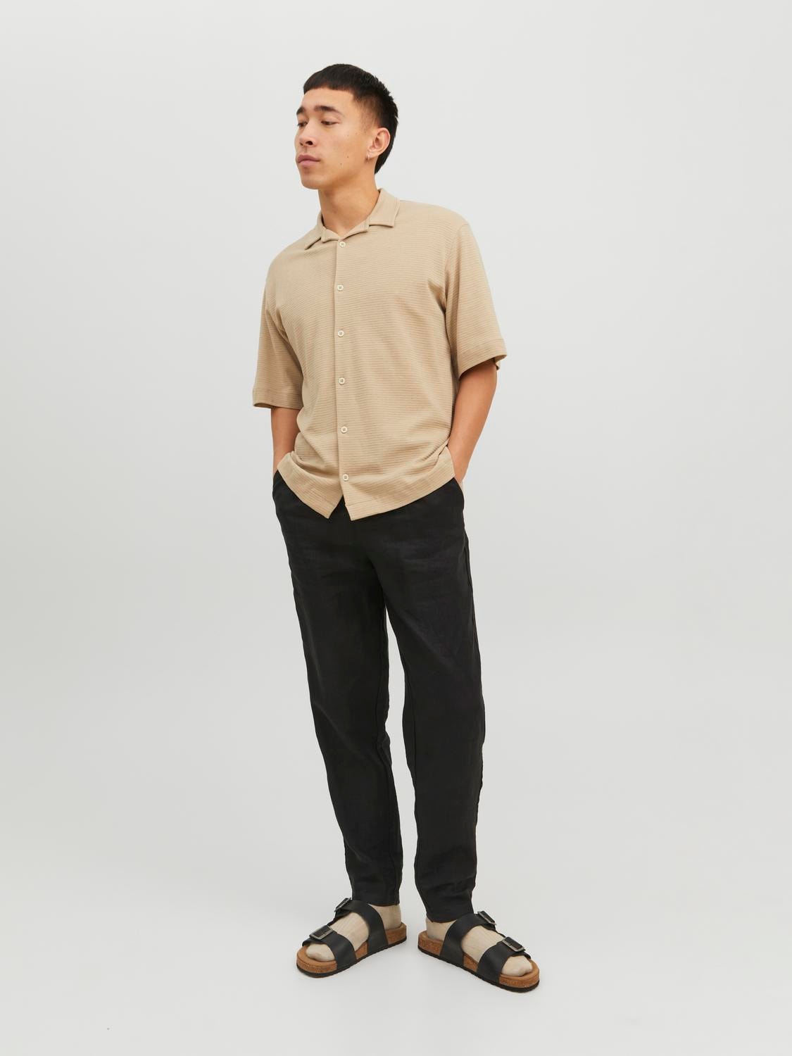 Oversize Fit Resort collar T-Shirt | Beige | Jack & Jones®
