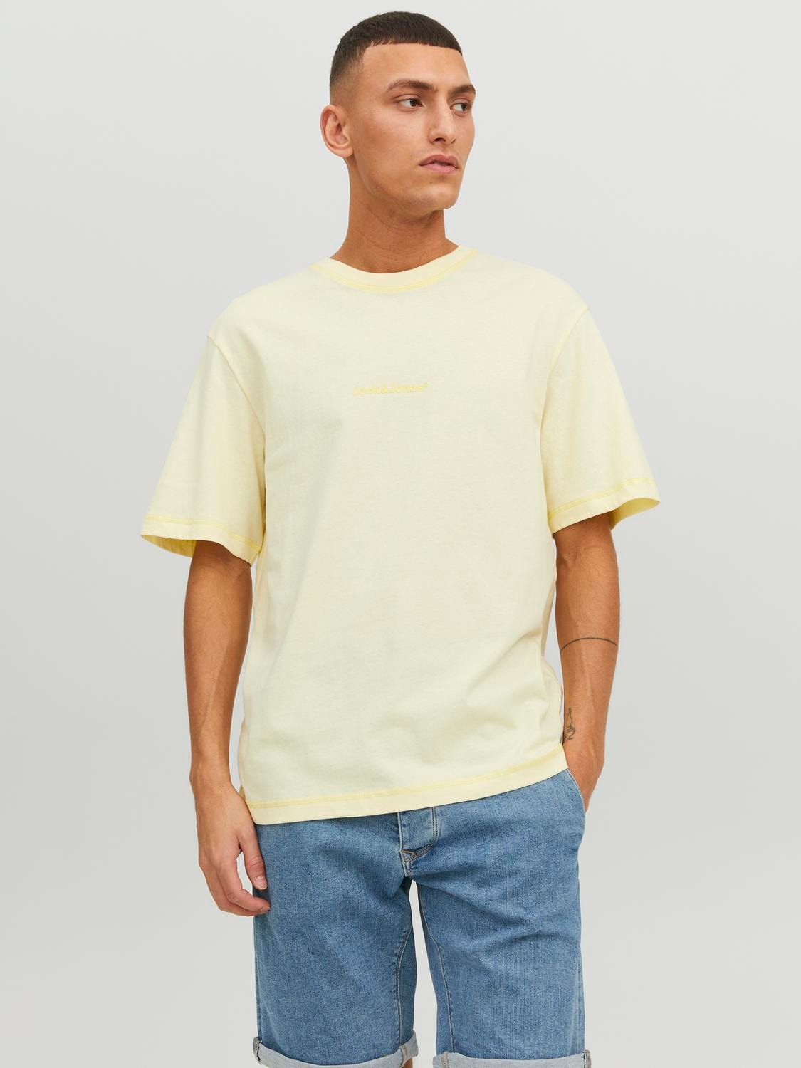 Jack & Jones Logo O-hals T-skjorte -Transparent Yellow - 12234809