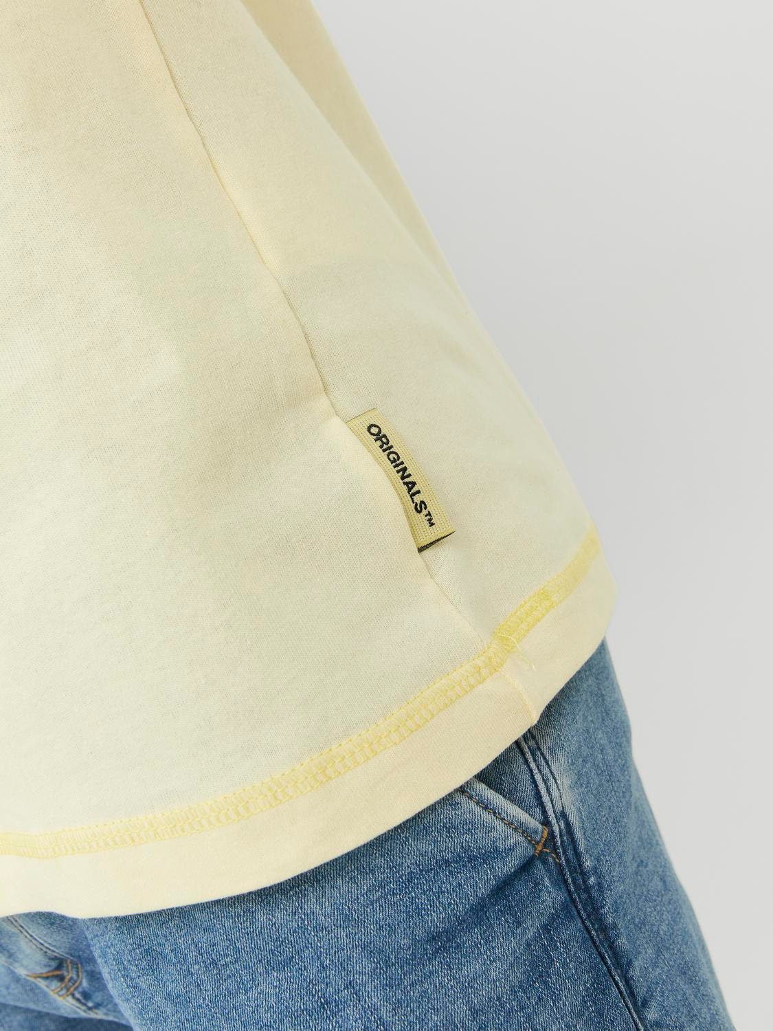 Jack & Jones Logo Ümmargune kaelus T-särk -Transparent Yellow - 12234809