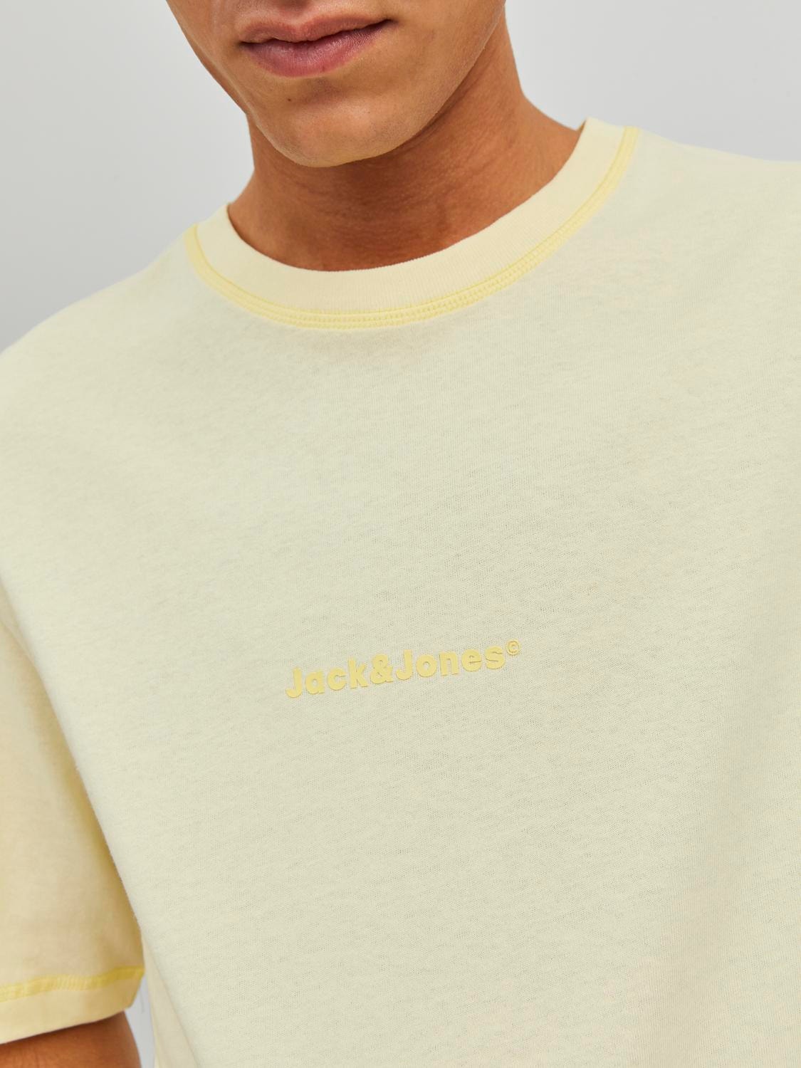 Jack & Jones Logo Crew neck T-shirt -Transparent Yellow - 12234809