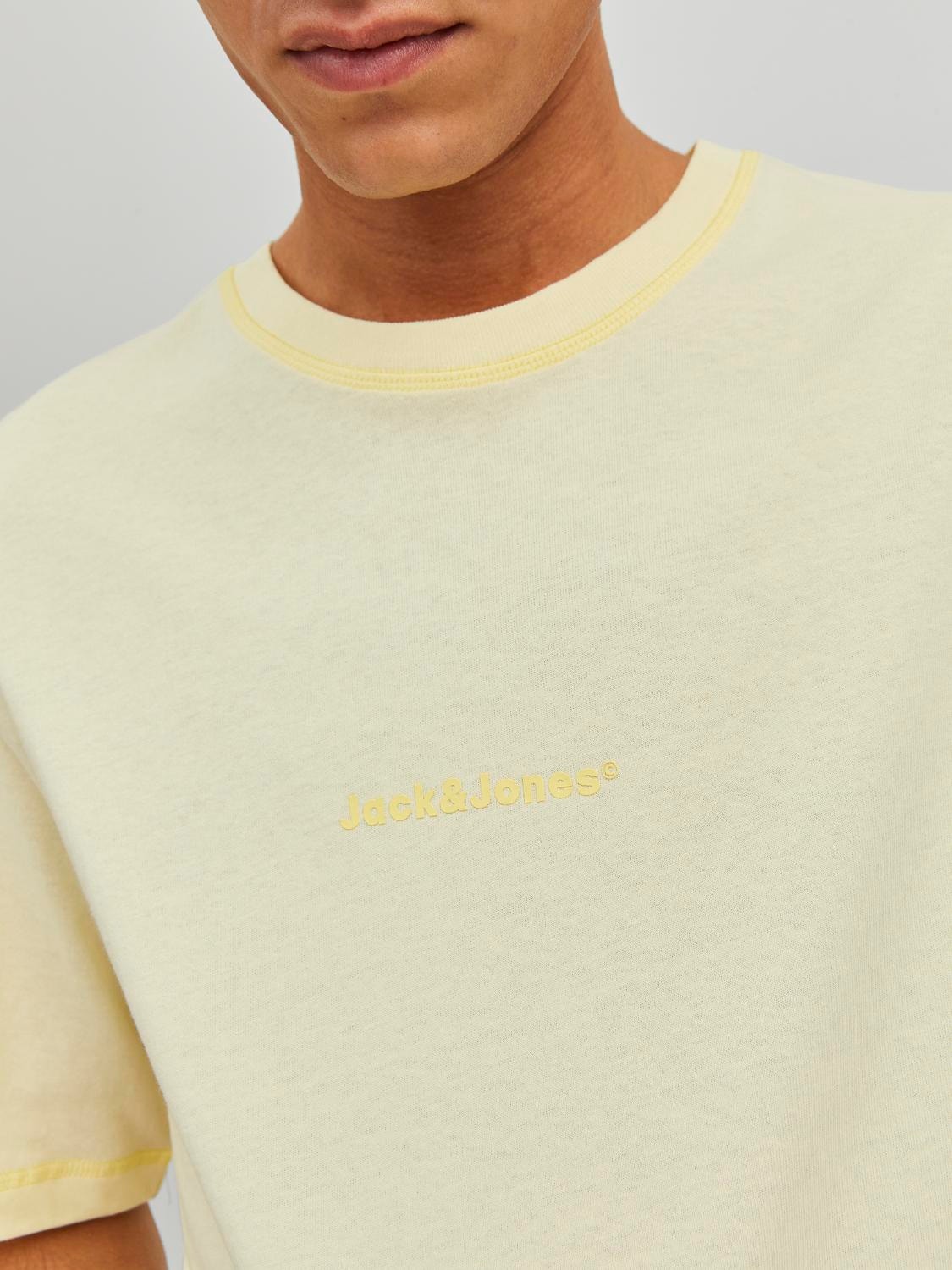 Jack & Jones Logo Ümmargune kaelus T-särk -Transparent Yellow - 12234809