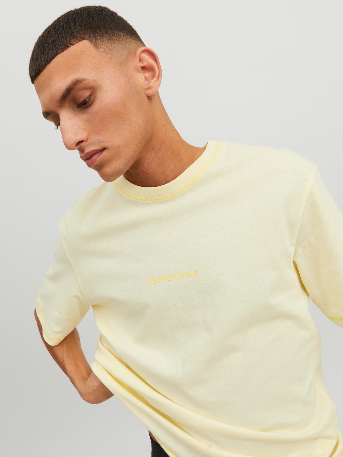 Jack & Jones Logo Kruhový výstřih Tričko -Transparent Yellow - 12234809