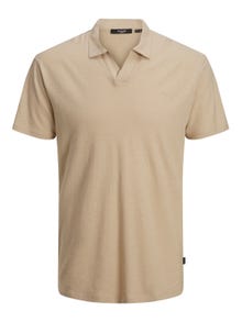 Jack & Jones Plain Shirt collar T-shirt -White Pepper - 12234910