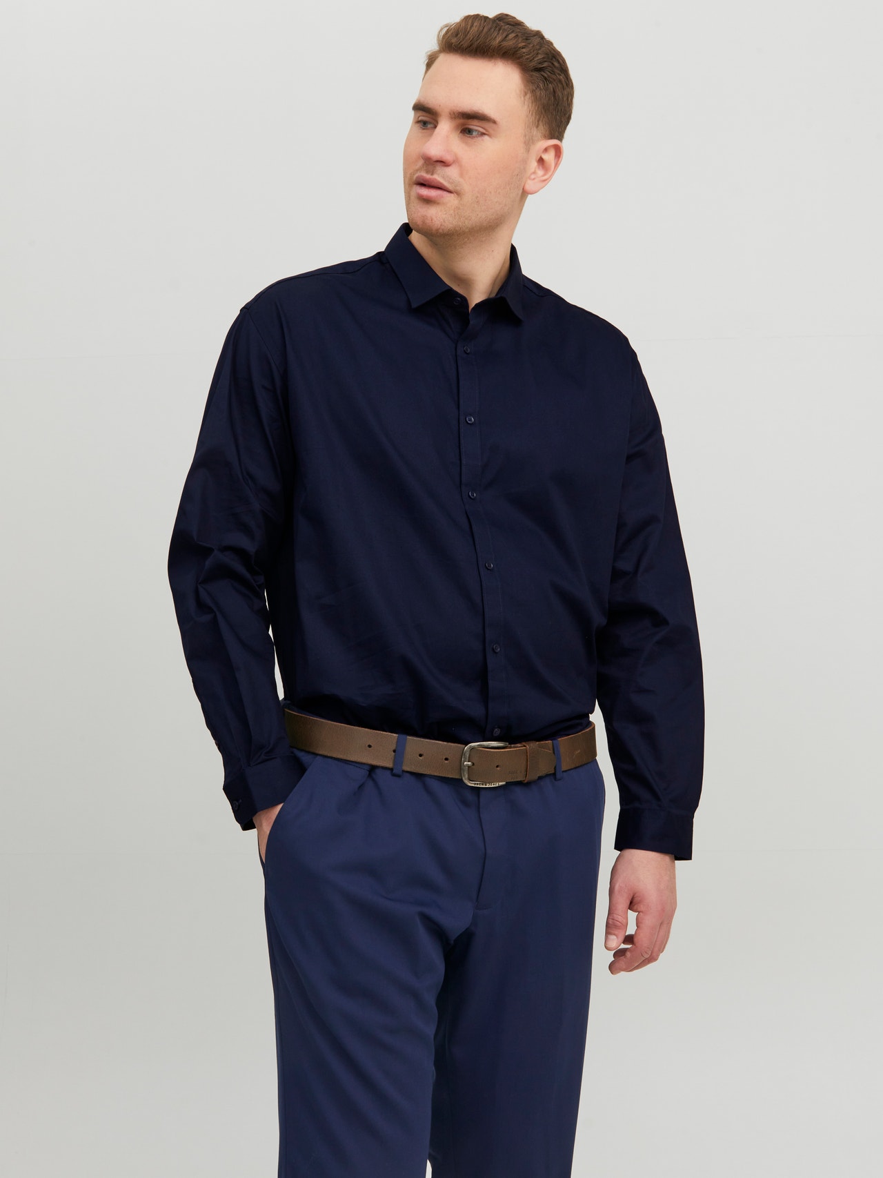 Jack & Jones Plus Loose Fit Společenská košile -Navy Blazer - 12235157